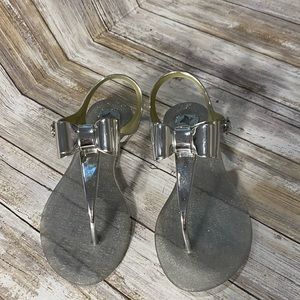 BCBGeneration | Shoes | Bcbg Generation Silver Bow Thong Sandals Sz 6 |  Poshmark